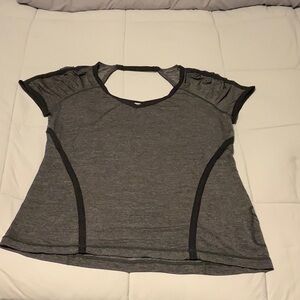 Lululemon Athletica Gray Cap Sleeve Fitted Cut Out Tee